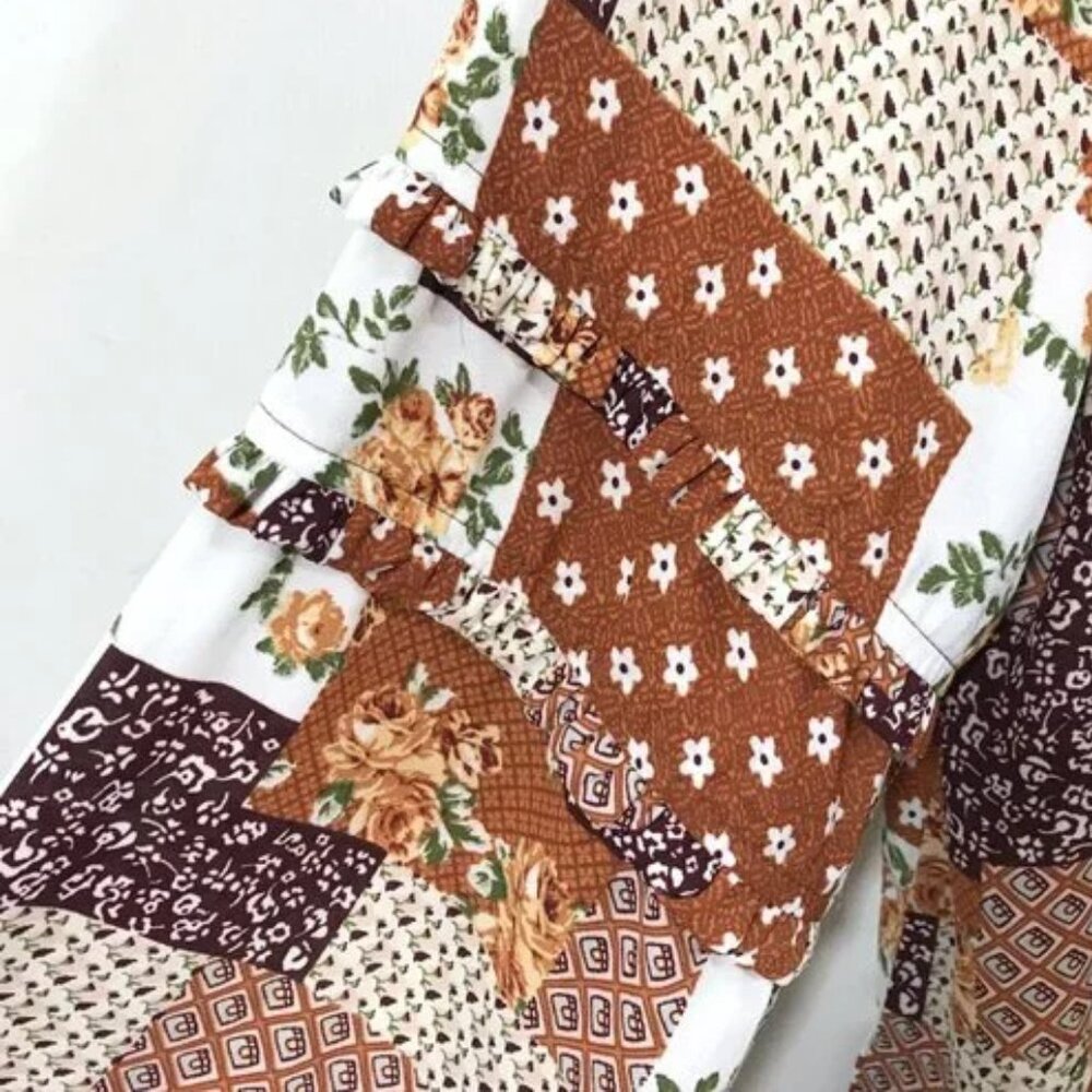 Lightweight Floral Blouse Balloon Sleeve Patchwork Multicolor Women 3X - Picture 9 of 12